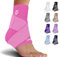 Sleeve Stars Ankle Brace for Women & Men, Ankle Wrap for Sprain, Compression Sleeve for Plantar Fasciitis Relief, Easy Customizable Support: w/Removable Strap (Single/Hot Pink)