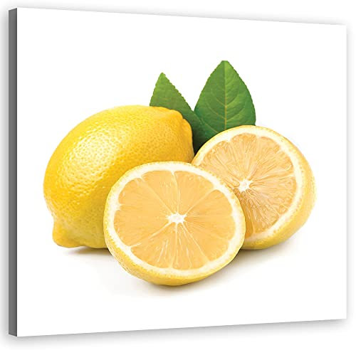 Feeby Wanddeko Zitrone Natur Essen 50x50 cm Leinwandbild Kunstdruck Stilleben Früchte Gelb