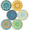 AHX Lot de 6 assiettes plates en céramique - 25,4 cm - Grandes assiettes rondes en porcelaine - Motif coloré - Pour cuisine - Famille - Lave-vaisselle - Micro-ondes - Passe au four