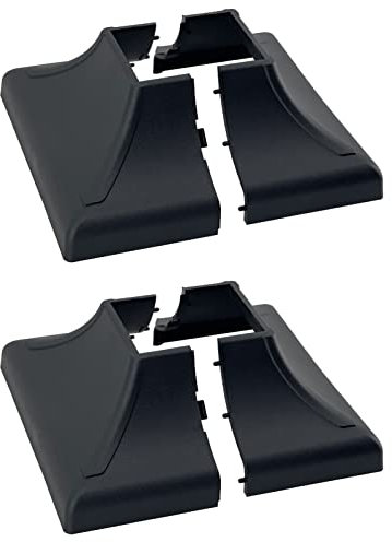Myard Interlocking Post Cover Skirt Shoe for 1.5x1.5 Inch Post with 4.5x4.5 Inches Base Mounting Plate - Fast Install on Feet of Porch, Stair Handrail, Railing, Fence (2-Pack, Black)