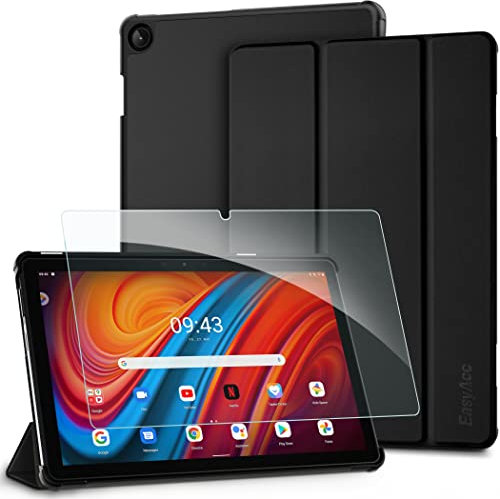 EasyAcc Cover Custodia Compatibile con Lenovo Tab M10 (3a generazione) 10.1 Pollici 2022 con Funzione Leggio con Pellicola Protettiva Vetro Temperato, Nero