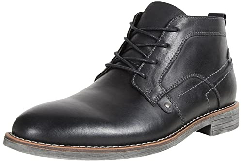 ANUFER Uomini Annata Vera Pelle Stivaletti Allacciare Stivali Chukka da Moto Nero SN01801D EU45.5