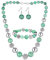 Bulinlin Perlen Damen Schmuck Set Silber Choker Halskette Ohrringe Creolen Statement Modeschmuck Weihnachtsgenchenke für Frauen(Jade Green)