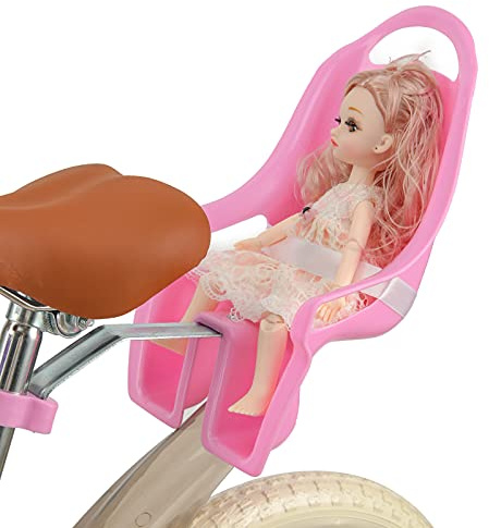 EIRONA Doll Bike Seat for Girls – Bicycle Doll Chair for 12–20 Inch Kids Bikes, Fits American Girl Dolls, Pink