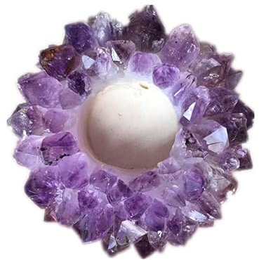 HXSCOO Natürlicher Amethyst-Quarz-Edelstein-Kristall-Cluster-Lotus-Form Teelichthalter Beliebtester Kerzenhalter for Heimdekoration