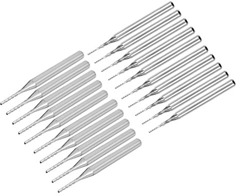QUARKZMAN 20Stk Hartmetall Endfräser Gravur Fräser CNC Fräser Bohrer für PCB-Maschine, 1/8 Schaft 0,6mm, 1mm