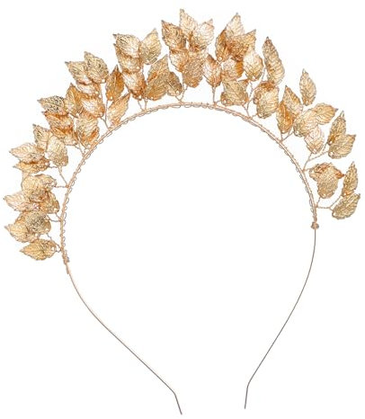 minkissy Goddess Leaf Crown Headpiece Gold Wire Headband Wedding Bridal Hair Accessories for Women Girls