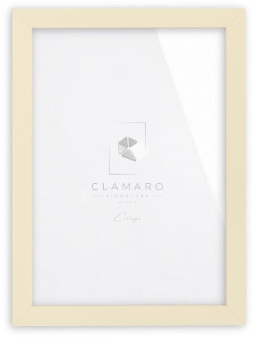 CLAMARO Bilderrahmen Collage, eckig, MDF Holz, Beige, 35 x 50 cm, Acrylglas | Handgefertigt in Deutschland, Profilbreite 30 mm, inkl. Rückwand und Zackenaufhänger, für Hoch- und Querformat