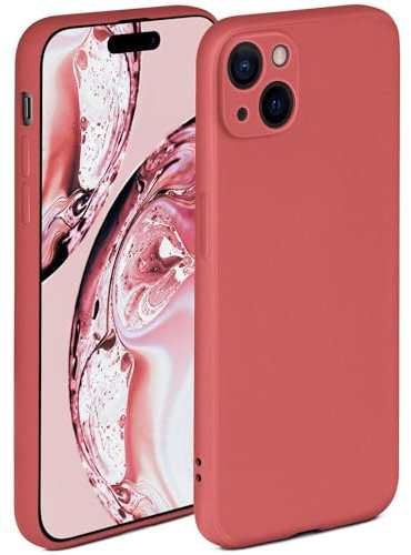 ONEFLOW Soft Case für iPhone 15 Hülle aus Silikon mit Kameraschutz, Silikonhülle mit erhöhtem Schutz fürs Display, Backcover Schutzhülle, weiche Handyhülle, Rot