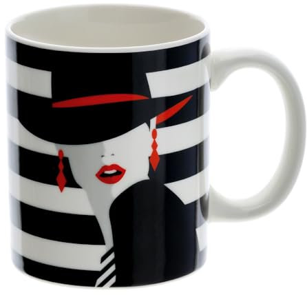 Hervit Tazza Mug in Porcellana linea Fashion Lara - Ø8x10cm - cod.29071 - Porcellana New Bone China con Scatola Regalo