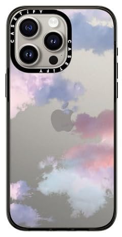 CASETiFY Kompakte Schutzhülle für iPhone 15 Pro Max, 1,2 m, 2 x Fallschutz in Militärqualität, schlank, leicht, Wolken, transparentes Schwarz
