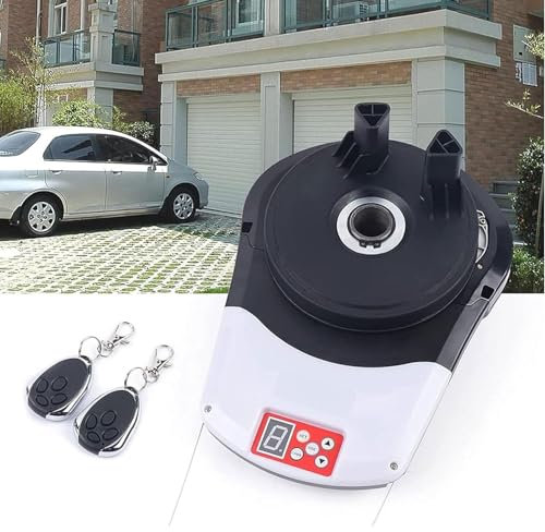 Automatic Roll Up Door Opener Motor with 2 Remote, Auto Garage Roller Door Motor Gate Opener Roller Shutter Built-in Motor for Garage Warehouse Store Barn Farm