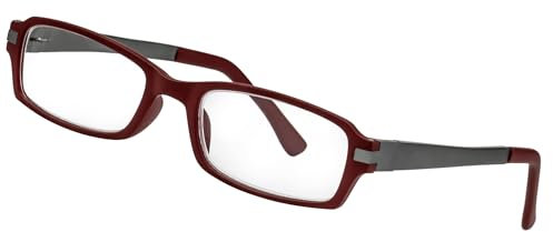 LEXXOO - Hochwertige Lesebrille in Rot-Grau +2,5 Dioptrien - Klare Sicht dank hochwertiger Gläser – Leichtes und modernes Design - Fertiglesebrille für angenehmes Lesen und Arbeiten