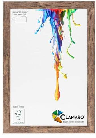 CLAMARO 'Neo Collage' Bilderrahmen 40x60 handgefertigt nach Maß | Eiche Dunkelbraun | MDF-Holz Design Holzbilderrahmen inkl. Acrylglas und Metall Aufhänger (Querformat & Hochformat)