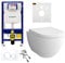 Alpenberger Hänge WC Komplettset | Wand WC Spülrandlos mit WC Sitz mit Absenkautomatik | Dusch WC mit Geberit WC Spülkasten Bausatz Betätigungsplatte | Vorwandelement WC Set mit Schallschutz