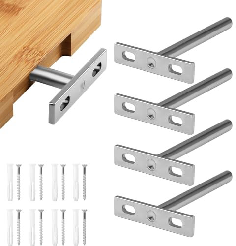 YEYIT 4 Pièces Supports d'étagère Flottants 3 Pouces Support Etagere Invisible, Fixation Invisible étagère Tablette Flottante Support pour le mur Mural étagère Murale Argent