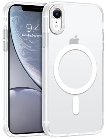 GUAGUA Magnetisch Hülle für iPhone XR [Kompatibel mit MagSafe] Matt Handyhülle Stoßfest Durchscheinende Rückseite Dünn Schutzhülle Case für iPhone XR (6,1 Zoll) Weiß