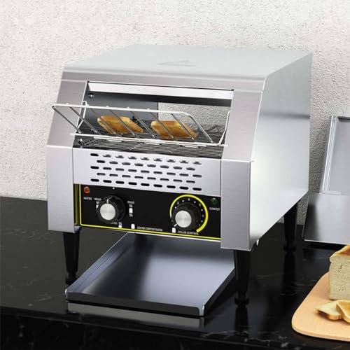Tostapane Commerciale 600 Fette/Ora Tostapane Industriale Da Banco Tostapane a Nastro in Acciaio Inossidabile Resistente per Preparare Muffin/Toast/Pasticcini/Waffle,1300W