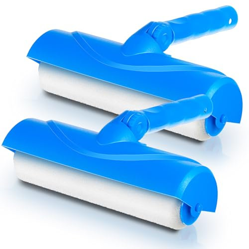 Lasnten 2 Pcs 10 Inch Ceiling Paint Roller with Shield Adjustable Head No Drip Kit Without Splatter for Walls