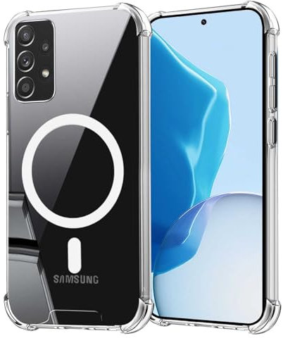 Coqinen Handyhülle für Samsung Galalxy A52S 5G/A52 5G/4G Hülle, Transparent Magnetisch Schutzhülle mit Kratzfeste PC Rückseite + Stoßfest TPU Bumper, Durchsichtig
