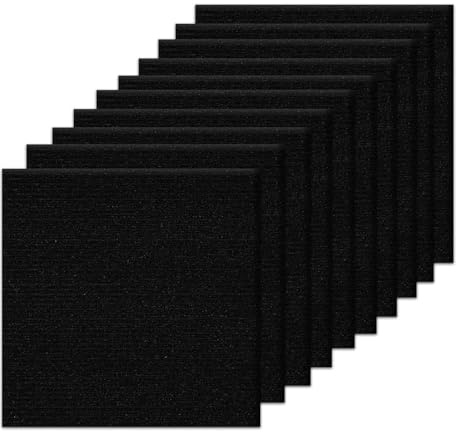 Orgthin Carpet Tiles Peel and Stick, Self Adhesive Carpet Floor Tile 30 x 30 cm, Black Soft Padded Flooring Sticker, Home Decor for Bedroom, Living Room, Office, 10 Tiles per Box, 0.9 sq m per Box