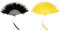 sourcing map Feather Hand Fan Yellow,Black Vintage Folding Fan with Tassels Feather Fan Handheld 43x23cm for Halloween Party Wedding Dancing Decoration,2 Pcs