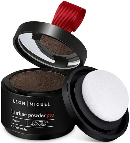 LEON MIGUEL Ansatzpuder - wasserfestes Hairline Powder als perfekten Haar Concealer zum Ansatz kaschieren, unsichtbares Haar Make-up zur Haarverdichtung (Braun, Hairline Powder Pro)