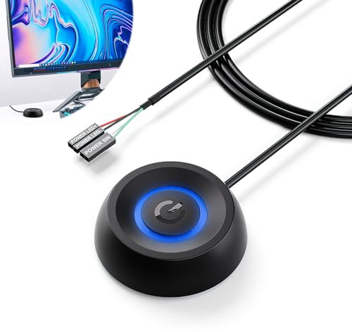 Interruptor de Alimentación para PC con Cable de Extensión y Luz LED, Interruptor de Encendido para Computadora de Escritorio, Fácil Instalación y Diseño de Bricolaje (Negro)