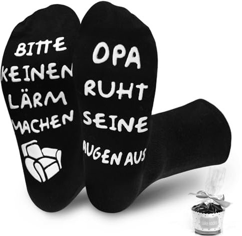 LUBOXIN Lustige Opa Socken Geschenk - Kuschelsocken Herren Mit Spruch 'Bitte Keinen Lärm Machen Opa Ruht Seine Augen Aus' - Weihnachtsgeschenke für Männer