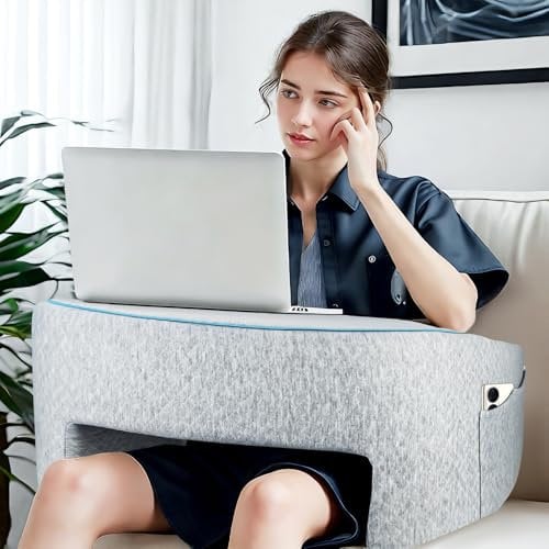 BSTGEKELY Reading Pillow for Lap,Arm Rest Pillow for Adult,Gaming Pillow for Bed and Sofa,Memory Foam Bed Rest Pillow Comfortable Support for Reading, Working,Gaming,Ergonomic Design (Grey)