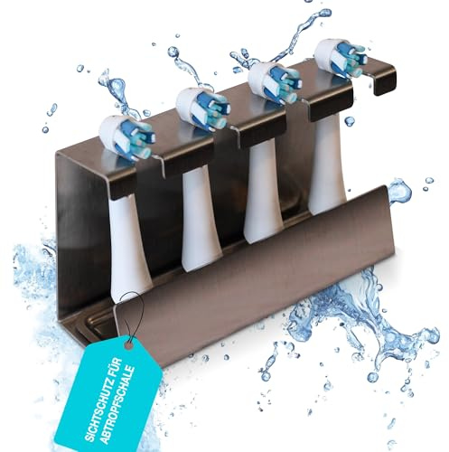 Weidenblatt Zahnbürstenhalter ohne Bohren Wand [Sichtschutz, Edelstahl] passt für Oral B Zahnbürstenkopf Halter Auffangschale, Aufsteckbürsten Halter, elektrische Zahnbürste Halterung, Bürstenhalter
