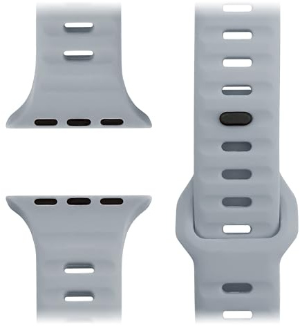 NALIA Motion Silikon Armband kompatibel mit Apple Watch Armband iWatch Series SE/10/9/8/7/6/5/4/3/2/1, 38/40/41/42mm, Ersatzarmband Soft Sportarmband mit Steck-Pin Verschluss, Farbe:Sandgrau