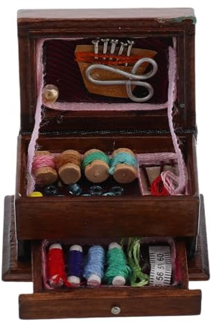 Warmhm Miniature Dollhouse Sewing Box Vintage Accessorio Per Per Collezionisti e Appassionati Case Scale