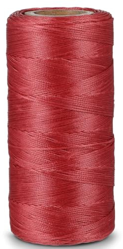 Gewachster Faden Flacher Wachsschnur Ledergarn 0,8mm x 260m Leder Nähen Faden Nähgarn Garn für Handwerk, Nähen, Reparatur, Buchbinden, Schmuck, Häkeln (Rot)