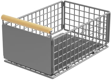 Pull Out Kitchen Organizer Extra Deep Foldable Under Sink Storage Basket Sliding Cabinet Drawer for Cleaning Supplies Space Saving Cupboard Shelf Insert