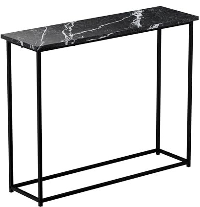 SIGNAL MEBLE, ROSSIC, Konsolentisch mit Marmor-Effekt, 100 x 30 x 80 cm, Schwarz, Belastbarkeit 25 kg