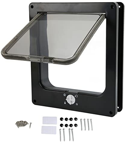 FRELEAN Automatische Katzentür für Innenpersonen | Stabile ABS -Haustür mit Fensterverschluss | Einfacher Zugangsdesign für Katzen/kleine Haustiere | Schraubinstallations -Kit enthalten (XL)