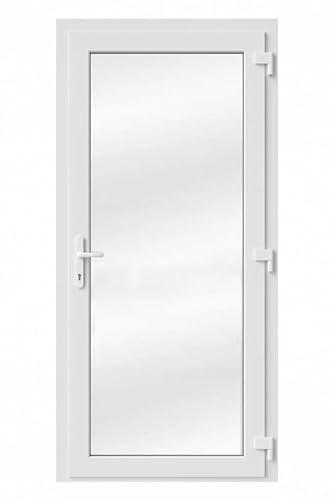 Außentür 100x200 cm DIN Rechts | Nebeneingangstür mit Verglasung | Mehrzwecktür für Büro, Laden, Keller oder Wohnräume | Seitentür mit Isolierverglasung für Wirtschaftsräume | Weiß