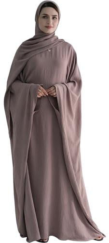 Zofocy Gebetskleidung für Frauen 2 Stück Abaya Muslim Damen mit Khimar Hijab Muslimische Robe einfarbige lose einteilige