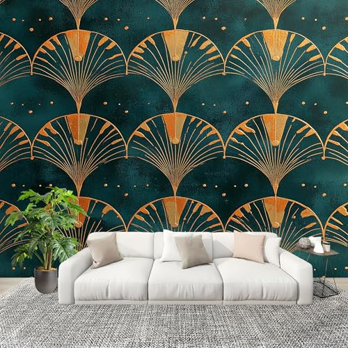 Atmungsaktiv Wandbild Foto 400x280cmGeometrischer Wellenmusterdruck Fototapeten Vlies Tapeten Poster Wandtattoo Dunkel Moderne Wandbild 3D Effekt Wandtapete Deko