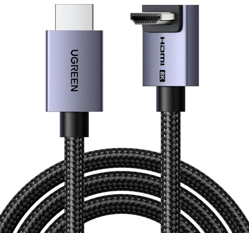 UGREEN 8K Cable HDMI 2.1 Acodado 90° 10K 8K 60Hz Alta Velocidad 48Gbps (1M) | Cordon HDMI 4K 240Hz Aluminio Dynamic HDR Dolby Atmos HDCP Trenzado en Nylon Compatible con PS5 4 Xbox MacBook Blu Ray HDTV
