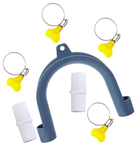 UTHCLO U-Shaped Plastic Drain Hose Hook with Clamps and Adapter Washing Machine Drain Hose Bracket for Laundry Room Extends Length and Supports Washer Dryer Pipe