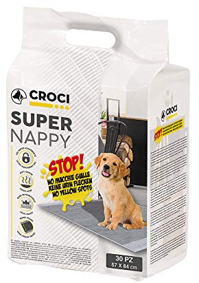 Croci Super Windel Aktivkohle – Hygienematten für Hunde 57x84 cm – 30 Stück, Unterlagen für Hunde und Haustiere, für Hunde- und Katzenurin, Ultra saugfähig, Einweg, reiß- und geruchshemmend