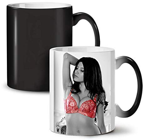 Wellcoda ligerie Erwachsene Mädchen Sinnlich Farbwechselbecher, Tasse - Großer, Easy-Grip-Griff, Wärmeaktiviert, Ideal für Kaffee- und Teetrinker