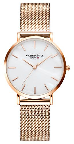 VICTORIA HYDE Armbanduhr Schlicht Damen Uhren Analog Quarz Damenuhr mit Silber Gold schwarz Edelstahlarmband Mesh Band