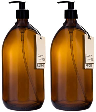 Distributeur de Savon Liquide Kuishi - en Verre - Couleur Marron ambré, Verre, Ambre, x2 1000ml