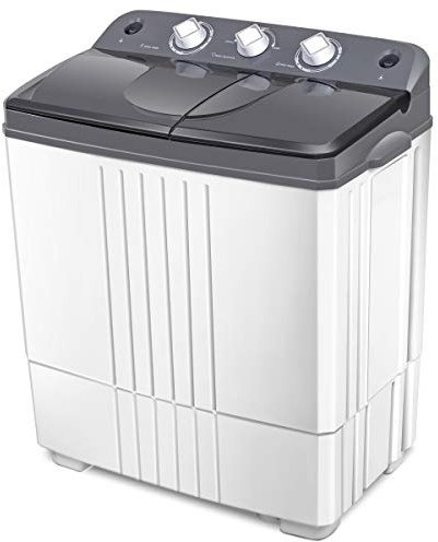Giantex Twin Waschmaschine Tina kompakt und spanisch Spinner (12 Pfund zum Waschen und 8 Pfund für Garn, grau + weiß)