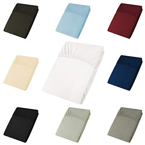 CelinaTex Active Spannbettlaken 200x200-200x220 cm Schnee weiß Baumwolle Bettlaken Jersey Laken