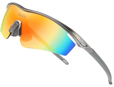 DUCO Polarisierte Schnelle Brille Herren Fahrradbrille Damen Outdoor 0022 | [ 5 austauschbare Gläser] TR-90 Leicht Wrap Around SportSonnenbrille UV400 Laufbrille Sportbrille für Radfahren/Ebike/Rennrad