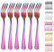 Kyraton Tenedor de cena arcoíris, 6 piezas, tenedores de acero inoxidable de 8,17 pulgadas, cubiertos de titanio coloridos, tenedores multicolores, juego de 6
